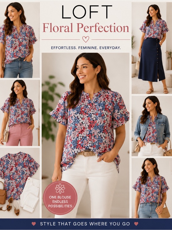 LOFT Tops - 👚Ann Taylor LOFT Flutter Sleeve Blouse - Lightweight and flowy- SP
